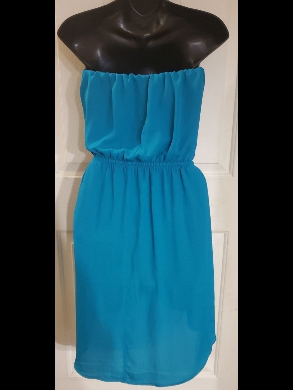 Express Strapless Teal Dress - Picture 5 of 8